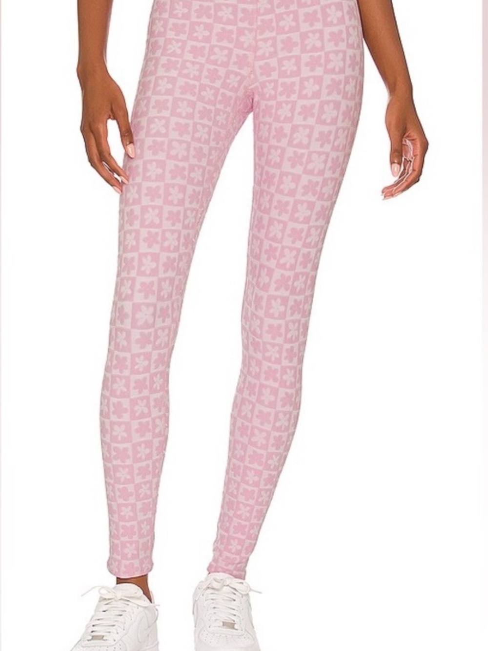 Beach Riot Light Pink Floral Checker High-Rise Leggings